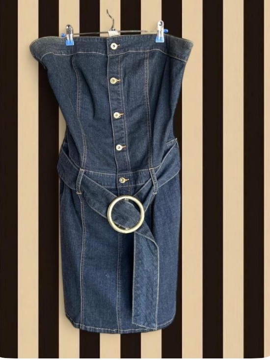 Baby Phat Dresses & Skirts - Baby Phat Dark Blue Denim Strapless Dress with gold Buckle